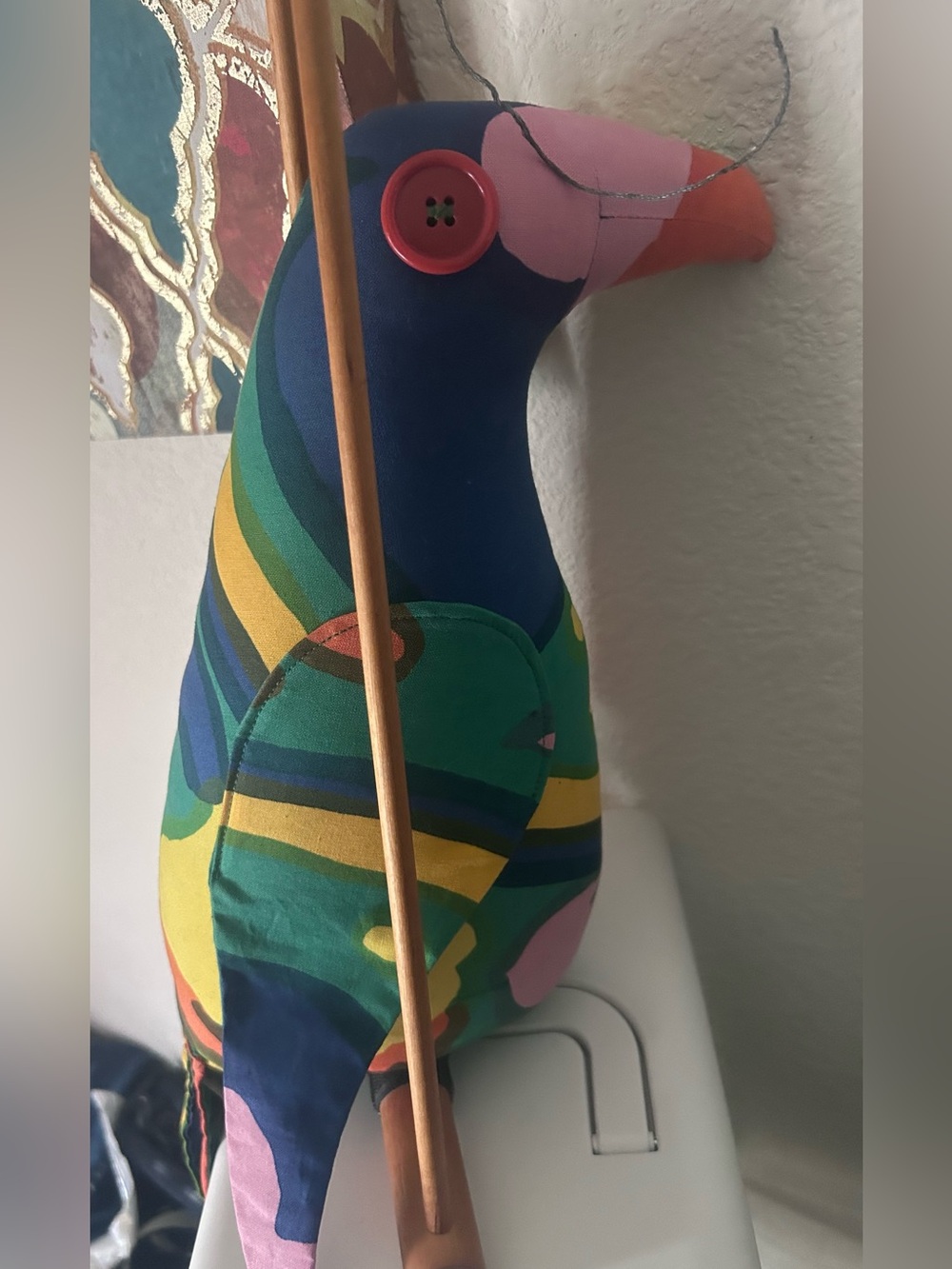 Vintage Banbury Cross and Marimekko parrot sculpture plush!
